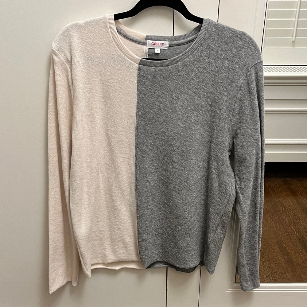 {{Goldie}} Gray and Cream Pima Cotton Sweater